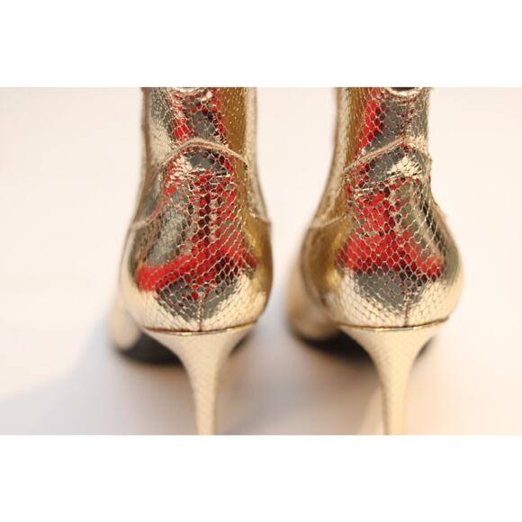 Guess Western Metallic Stiletto Gold Snakeskin Bootie Sz 9W - Picture 3 of 7